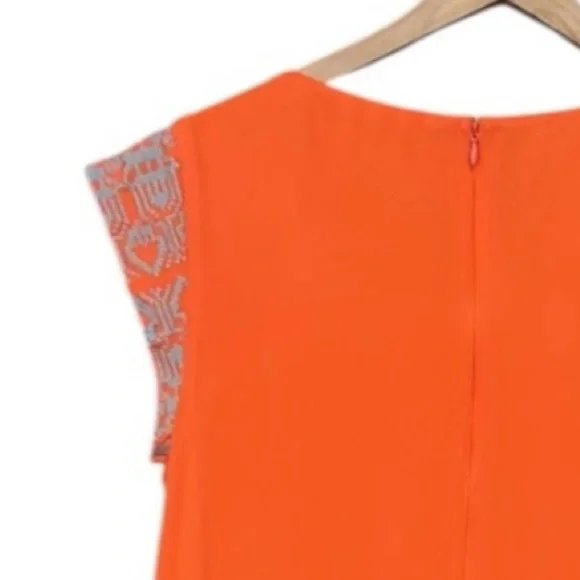 THML Embroidered Short Sleeve Boho Mini Tunic Dress Coral Size Medium - Picture 9 of 12